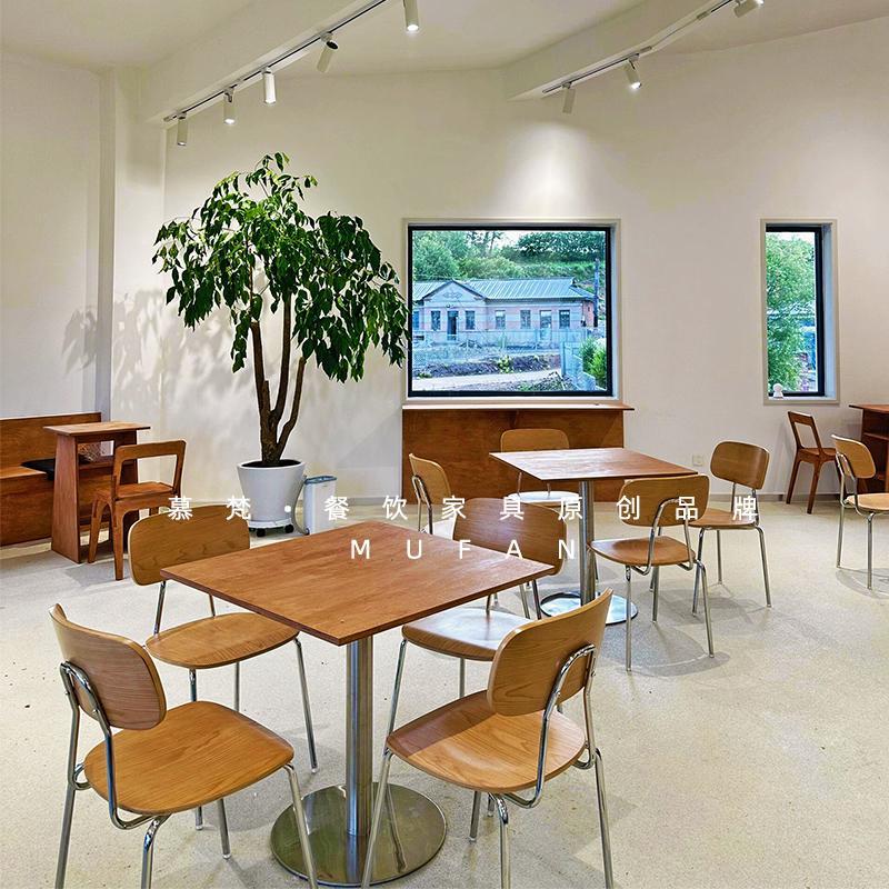 咖啡店方桌咖啡厅奶茶店海洋板桌子覆古甜品烘焙店餐桌椅组合商用