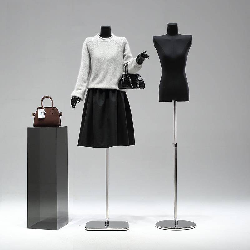 服装店k型黑色平肩模型道具女性半长窗口人体模型娃娃直角肩模型
