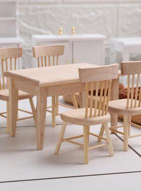 1:12微缩模型迷你橡木餐桌椅子桌子台dollhouse食玩娃娃屋配件diy