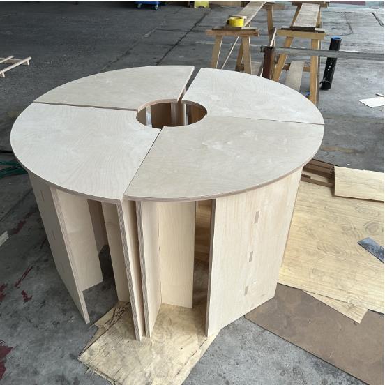 桦木海洋板中岛流水台展示台花艺曲线操作台图书馆咖啡甜品店桌