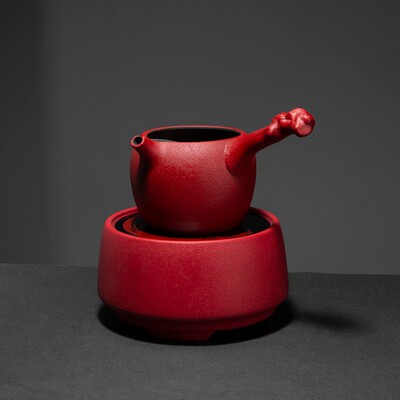 古道坊台湾火山石陶瓷茶壶日式侧把电陶炉陶壶白茶煮茶器大容量