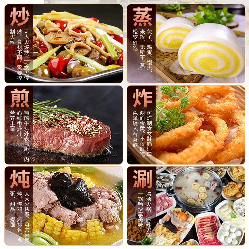 精选电锅多功能家用电炒锅炒菜一体带蒸笼电煮锅电火锅学生蒸锅电