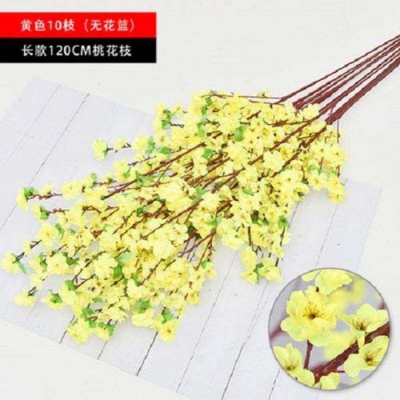 彷真桃花枝单支大七叉九叉把束桃花婚庆装饰花客厅装饰花植物插花