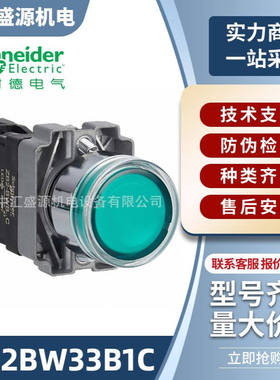 XB2BW33B1C带灯按钮1NO瞬时型绿色闪动按钮AC/DC24V 22mm带灯按钮