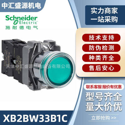 XB2BW33B1C带灯按钮1NO瞬时型绿色闪动按钮AC/DC24V 22mm带灯按钮