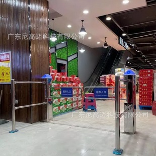 贵阳超市单行禁行通道门 不锈钢立柱摆闸 三杆棍闸十字式旋转单向