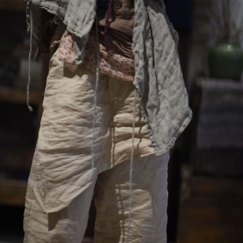 24/5 SN60 春夏文艺休闲拼接拼布苎麻八分渔夫裤