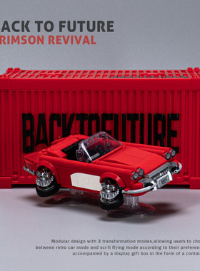 PB品铂回到未来三变形态红色劳拉跑车拼装积木汽车模型男礼物玩具