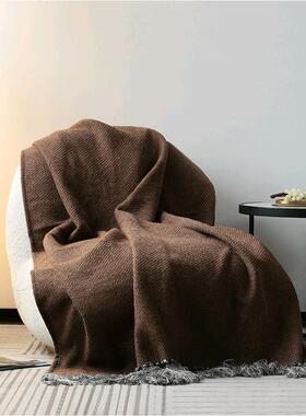 现代简约暗红色斜条纹床尾巾搭毯沙发床搭酒店民宿样板房软装