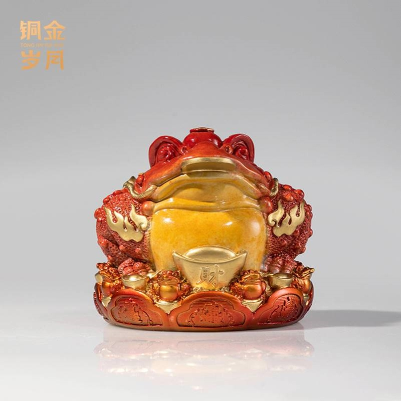 铜艺坊金蟾献瑞金蟾铜摆件八方来财茶台茶几金蟾茶宠茶玩铜器摆件