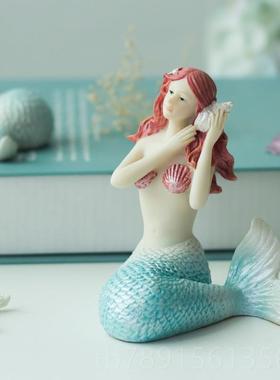 高档美人鱼鱼装饰造景小摆件箱水族小内饰景观型创意树脂环保材缸