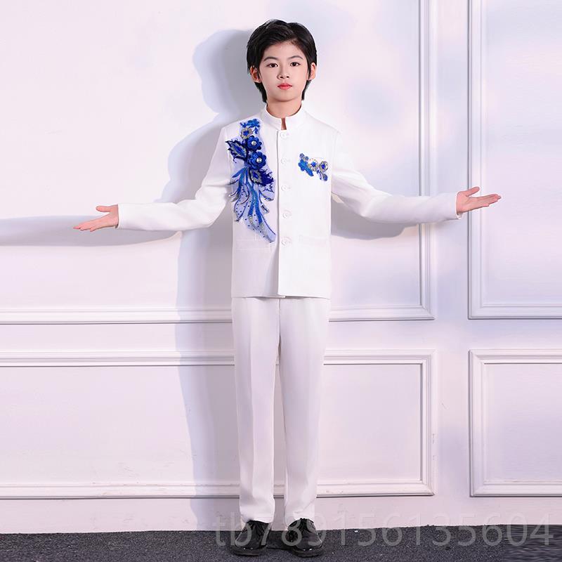高档中风大合唱演服男童童中山装诗歌国朗诵表出演儿童礼服裙女公