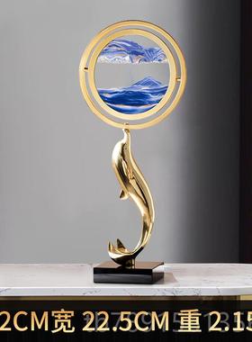 高档轻奢件流沙画摆高档感大气客厅玄关视柜办公室高级沙漏电家居