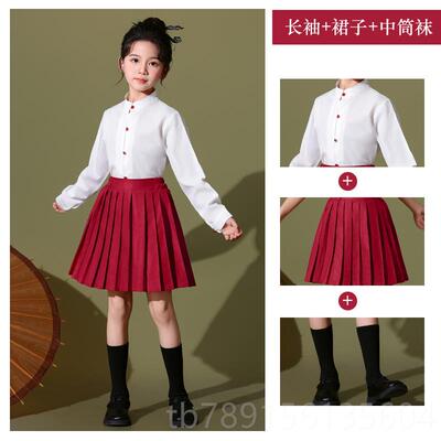 高档六一童童演出服小学生合唱儿服男女歌唱祖国红色爱诗国歌朗诵