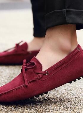 高档205学新款真皮豆豆鞋男春季百休搭韩版懒人鞋生闲鞋百搭潮流