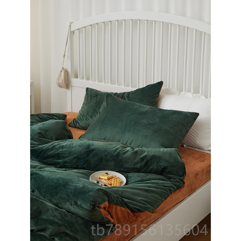 高档Mory三i冬季加保o暖天鹅绒四件套珊厚瑚绒双面法兰绒被套床单