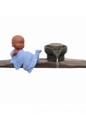 高档公钓鱼禅意太盆景厅陶瓷鱼缸客书房办公喷泉简流约现代装饰水