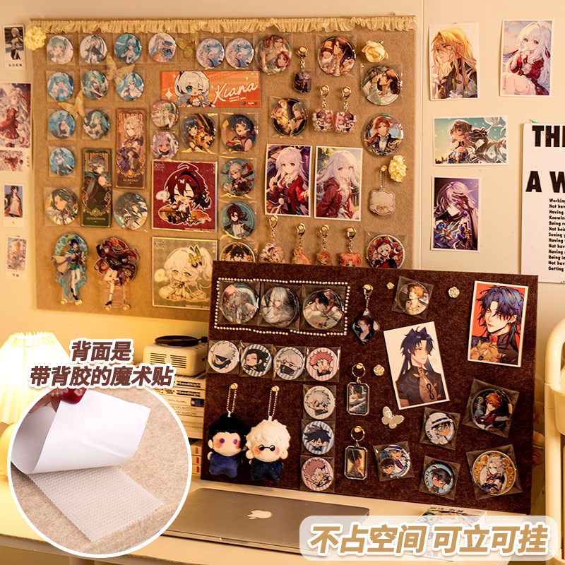 谷子展示墙吧唧照片墙背景展示板毛毡留言板墙上拍立Y得徽章相片