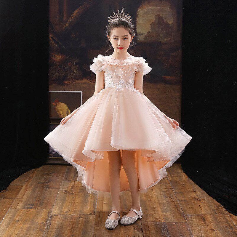 大码胖妹妹花童礼服小女孩中大童蓬蓬公主裙主持T人钢琴舞蹈演奏