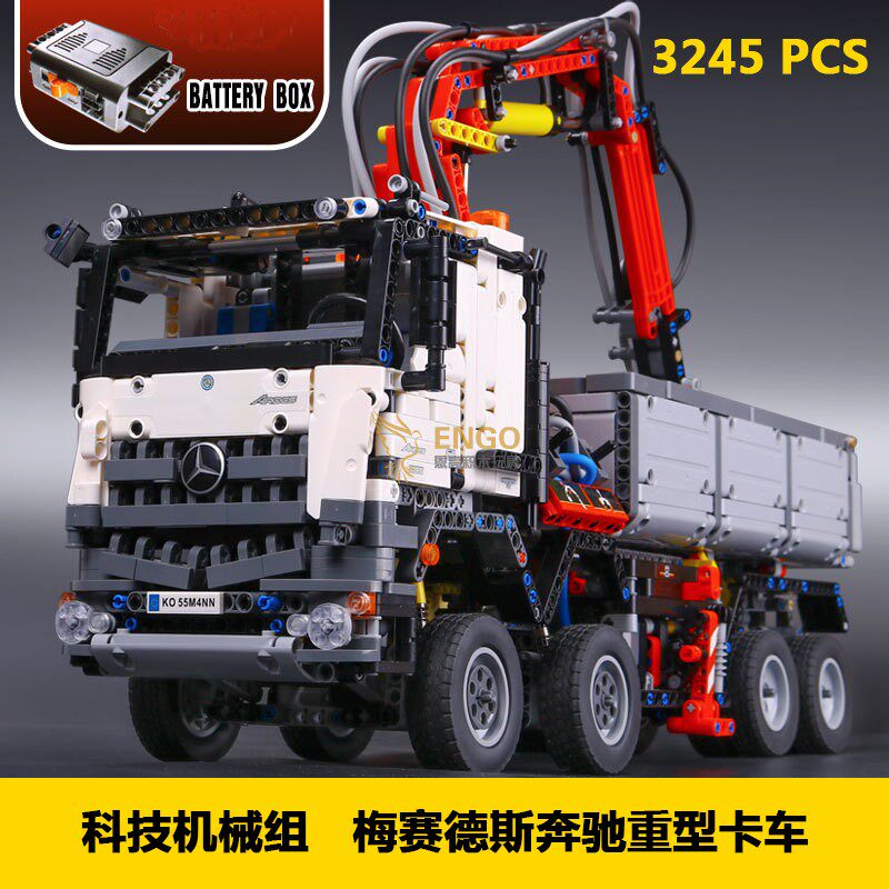 拼图拼搭b42043科技电动奔驰重卡车成人难度拼装中国积木玩具2000
