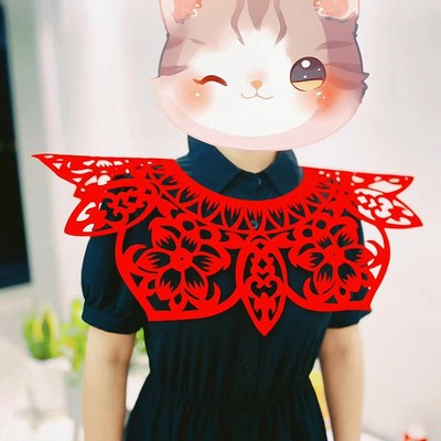 植绒布云肩剪纸k成品窗花蝴蝶造型学校儿童幼儿园镂空汉服服饰