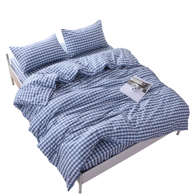 枕头套 一对装纯棉简约日系小格子枕套J全棉单人学生一只包邮成人