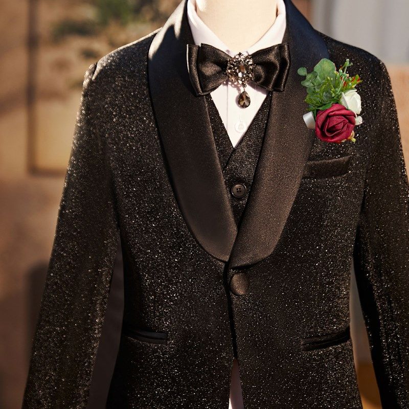 儿童西装套装男童晚会q小主持人礼服钢琴表演服走秀西服男孩演出