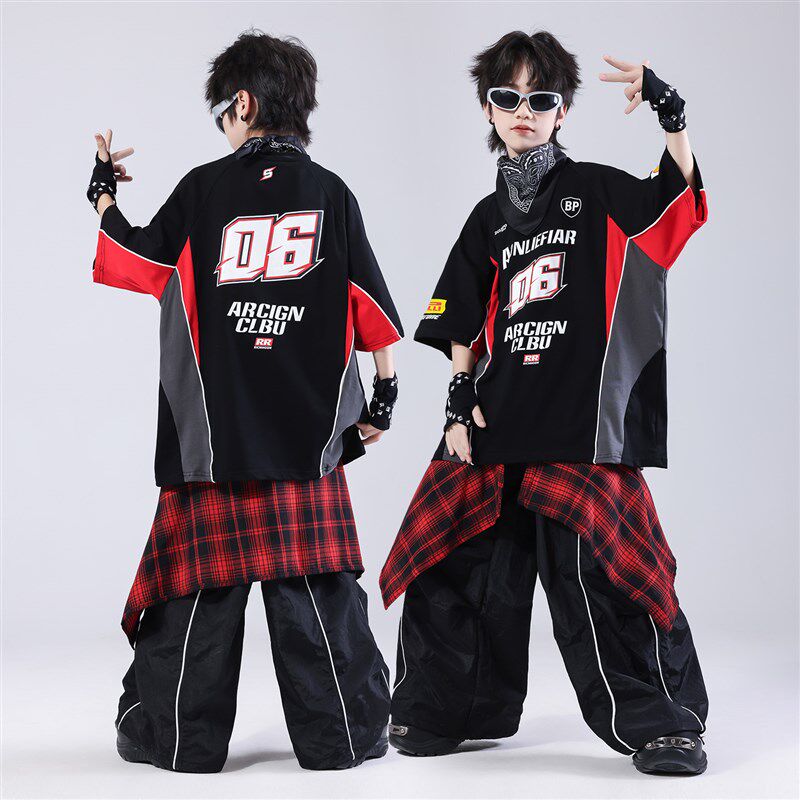 街舞儿童潮服幼儿服装hiphop炸街童装男童架子鼓U演出服嘻哈风套