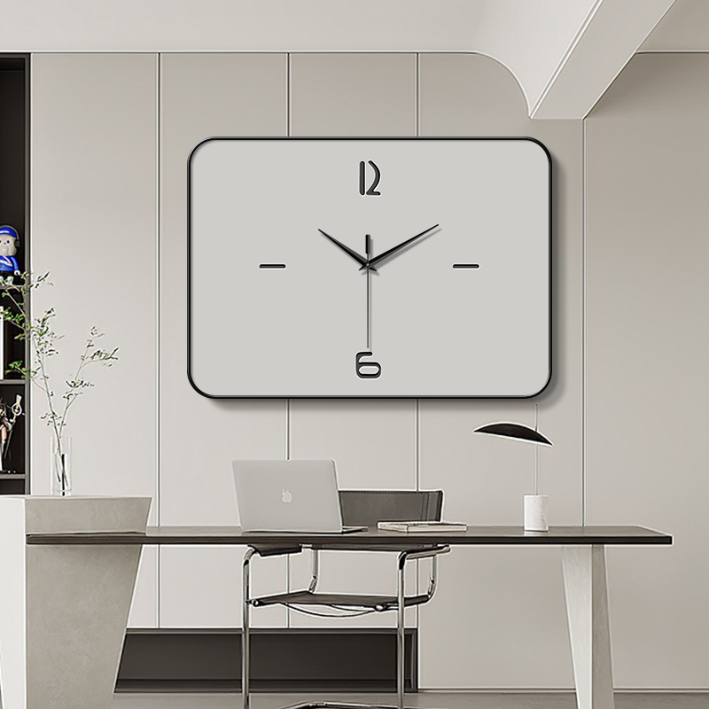 纯色极简餐厅钟表挂钟客厅s2023新款办公室装饰艺术时钟挂墙免打