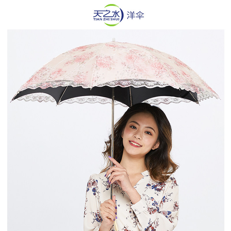 遮阳女太阳伞防晒紫外线公主蕾丝花边女神折N叠双层两用洋伞晴雨