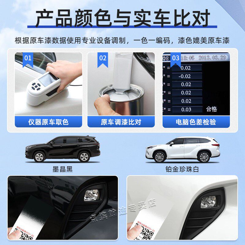适用丰田汉兰达修补漆笔墨晶w黑色汽车划痕修复自喷漆欧泊银珍珠