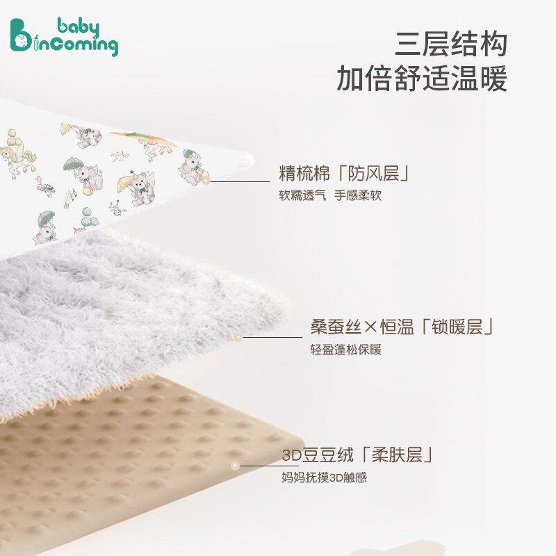 蓓茵可婴儿豆豆盖被新生儿宝宝纯棉小被I子秋冬四季通用桑蚕丝盖