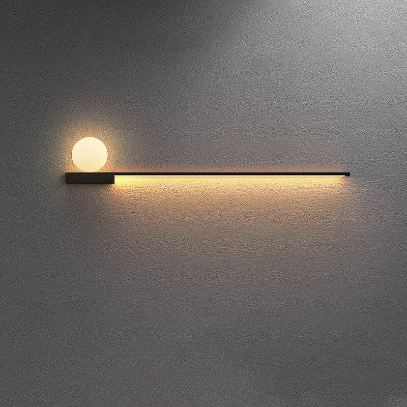 一字壁灯轻奢极简单侧面o发光客厅床头LED灯背景墙商铺LOGO照明灯