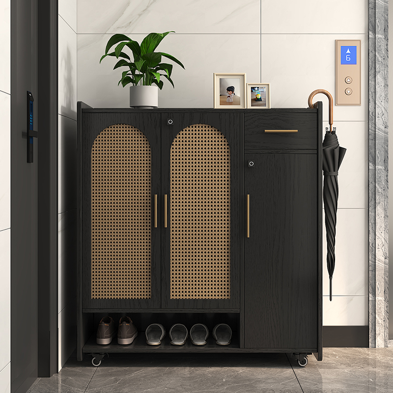 入户门外带锁鞋柜可移动带轮子2024新款家用门口楼V道电梯厅储物