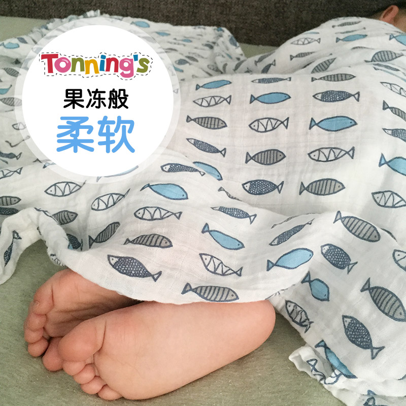 tonnings经典夏薄款w新生盖毯纱布包巾婴儿盖被襁褓包被初生抱被