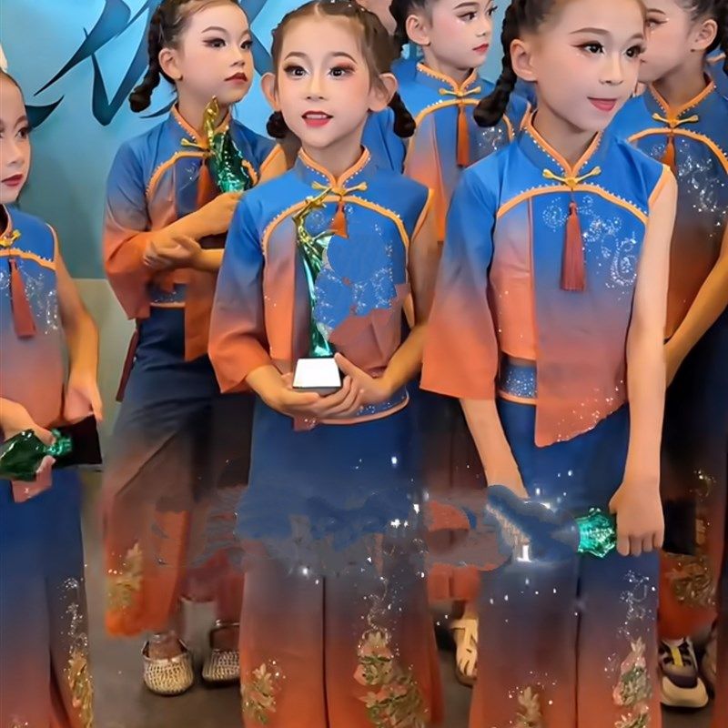 古典舞儿童幼儿园小算盘舞蹈演出服珠算K口诀民族舞傣族舞中国风