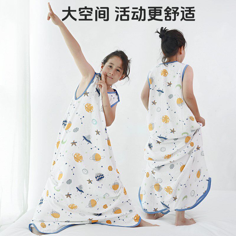 儿童纱布背心睡袋夏季薄款x宝宝夏天式无袖防踢被神器空调房