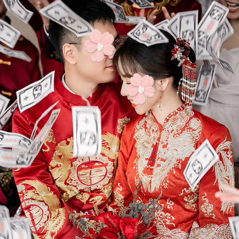 喷钱枪钞票婚礼i结婚道具接亲游戏筷子夹纸币红色堵门文明出片堵