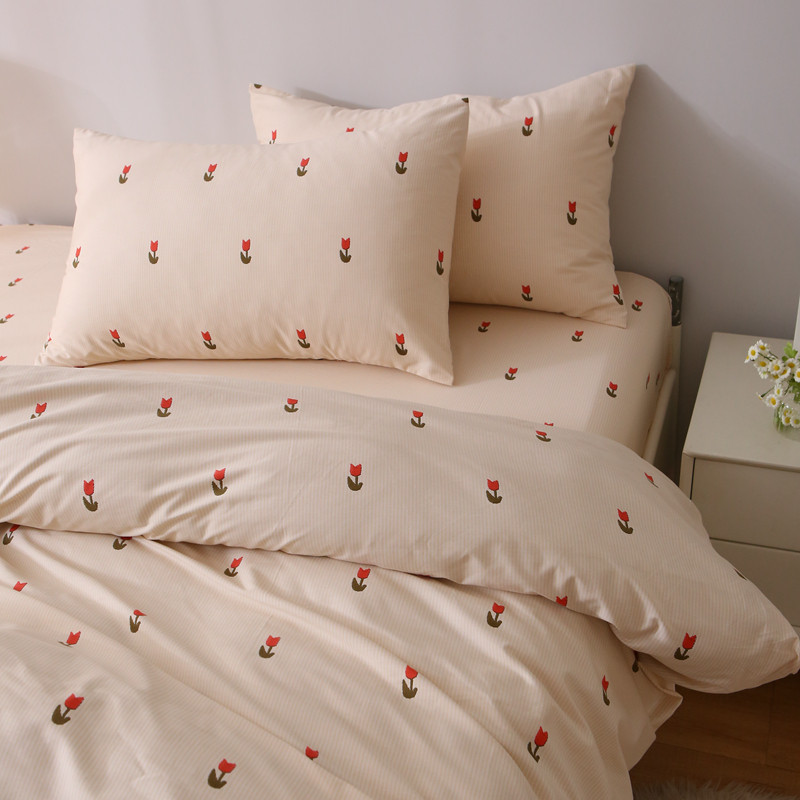 条纹小花 纯棉床h单单件1.51.82.0被套枕套100全棉加厚床品简约女,床上用品,床单,淘宝优惠券,粉丝福利购,淘宝优惠卷