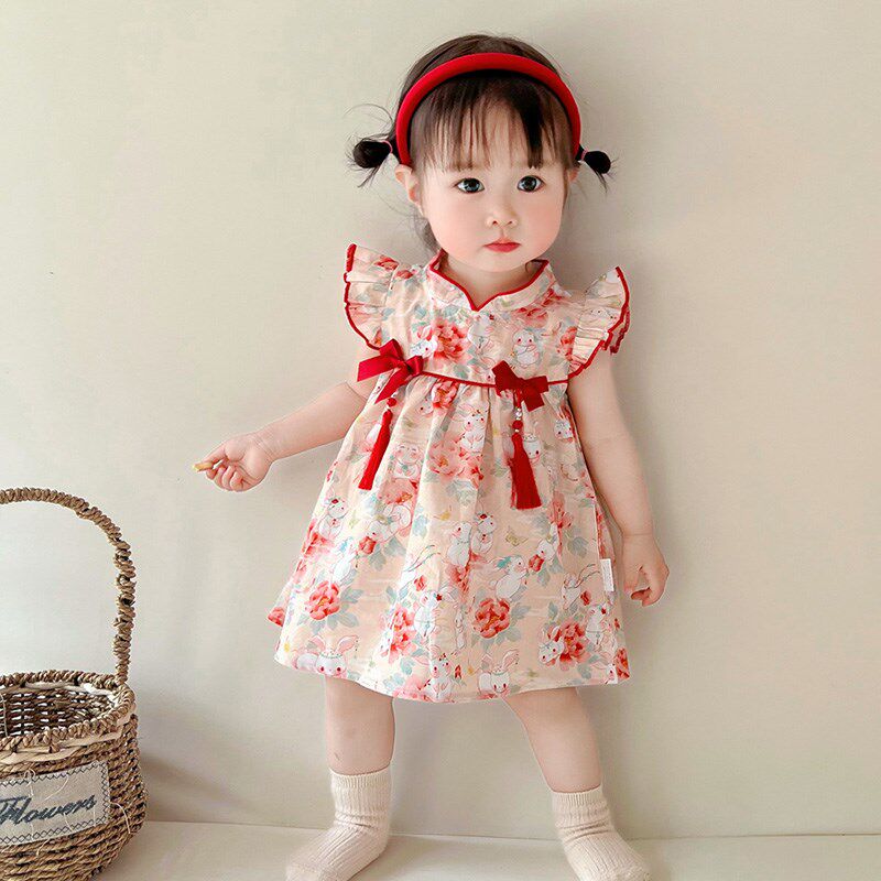 周岁女宝宝礼服夏季婴儿衣服公主裙小女孩女宝抓周V一岁旗袍连衣