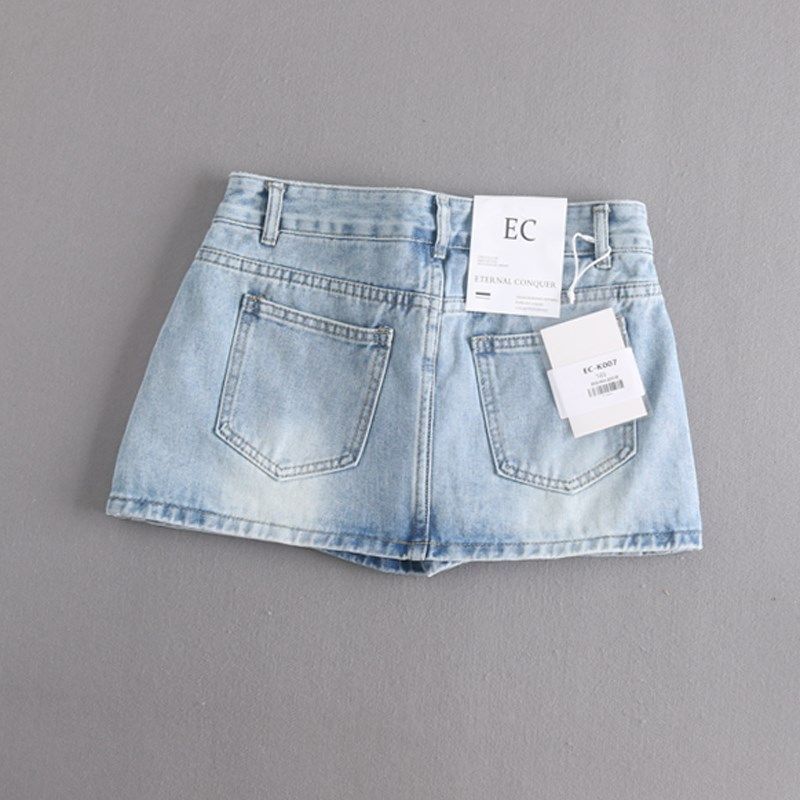 美式小众b辣妹水洗磨白超短牛仔裙女复古性感包臀裙防走光低腰短,女装/女士精品,半身裙,淘宝优惠券,粉丝福利购,淘宝优惠卷