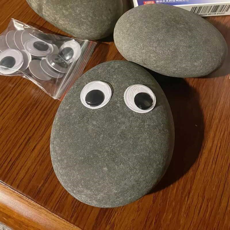 纯天然鹅卵石宠物k石头可爱风桌面摆件养石头网红宠物陪伴萌趣石