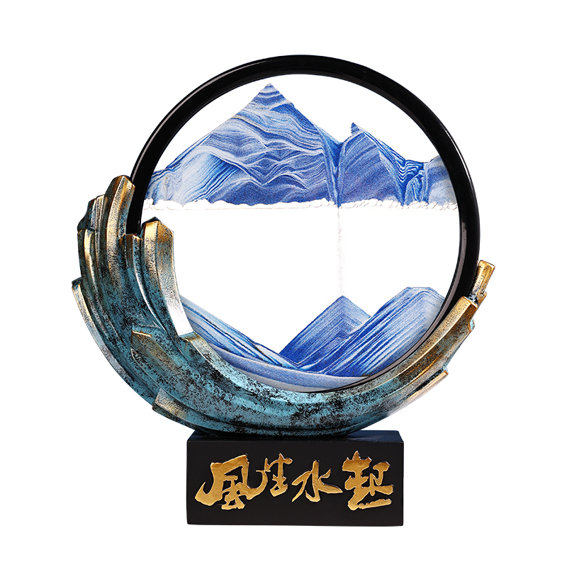 风生水起流沙画摆件沙漏客厅书房办公G室电视展示柜酒柜家居装饰图片