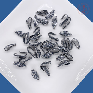 老银子配饰复古羽毛树叶扣头压襟扣连接扣三七银diy水晶手串