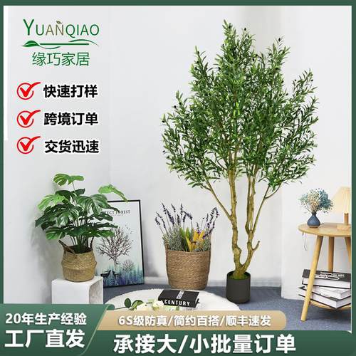 北欧风拆装款仿真橄榄树盆栽酒店家居室内大型落地摆件仿真橄榄树