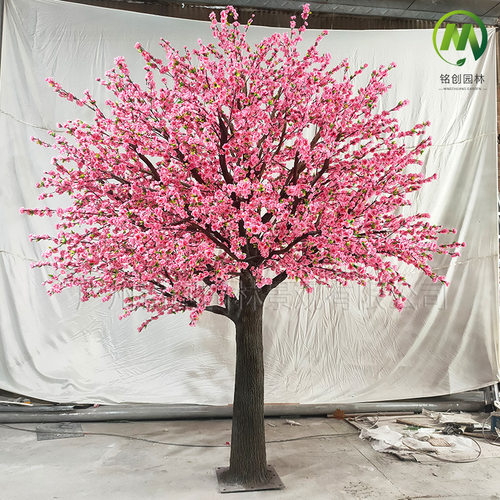 定制大型玻璃钢仿真桃花树 婚礼酒店装饰造型桃树婚庆景观假花树