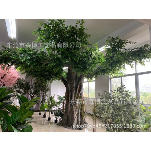 现场制作仿真雕刻水泥榕树 玻璃钢包柱子假榕树吧台装饰仿真大树