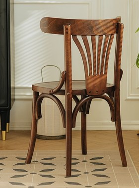 物应56号餐椅法式简约家用书桌椅日式北欧复古靠背实木网红椅ton