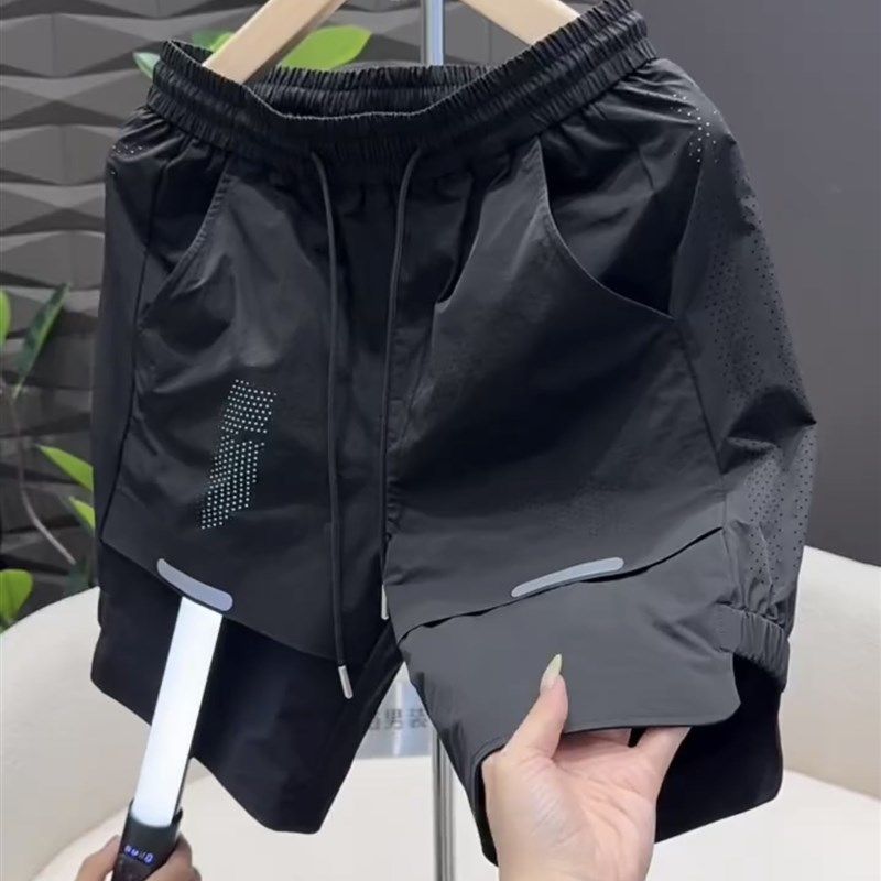 2025夏季新款男士休闲短裤立体裁剪透气设计男士高级感打孔五分裤,男装,短裤,淘宝优惠券,粉丝福利购,淘宝优惠卷