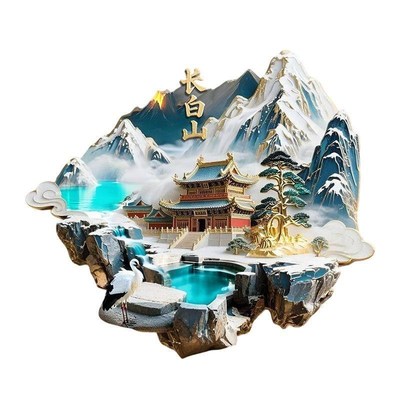 【长白山】3d立体浮雕高级冰箱贴金属立体旅游建筑创意